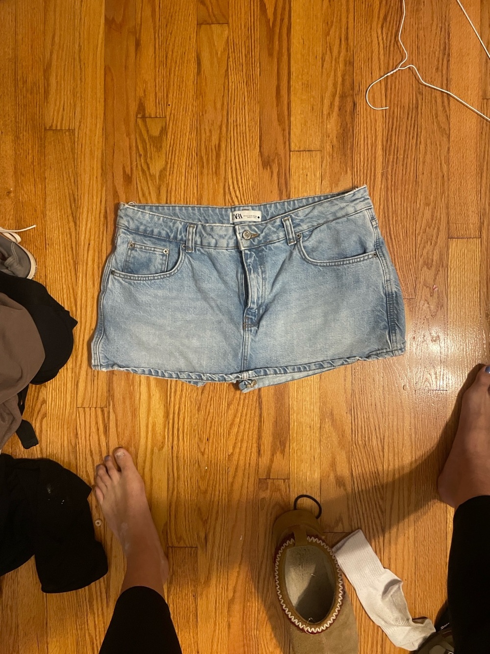 Zara Light Wash Denim Mini Skort size 12